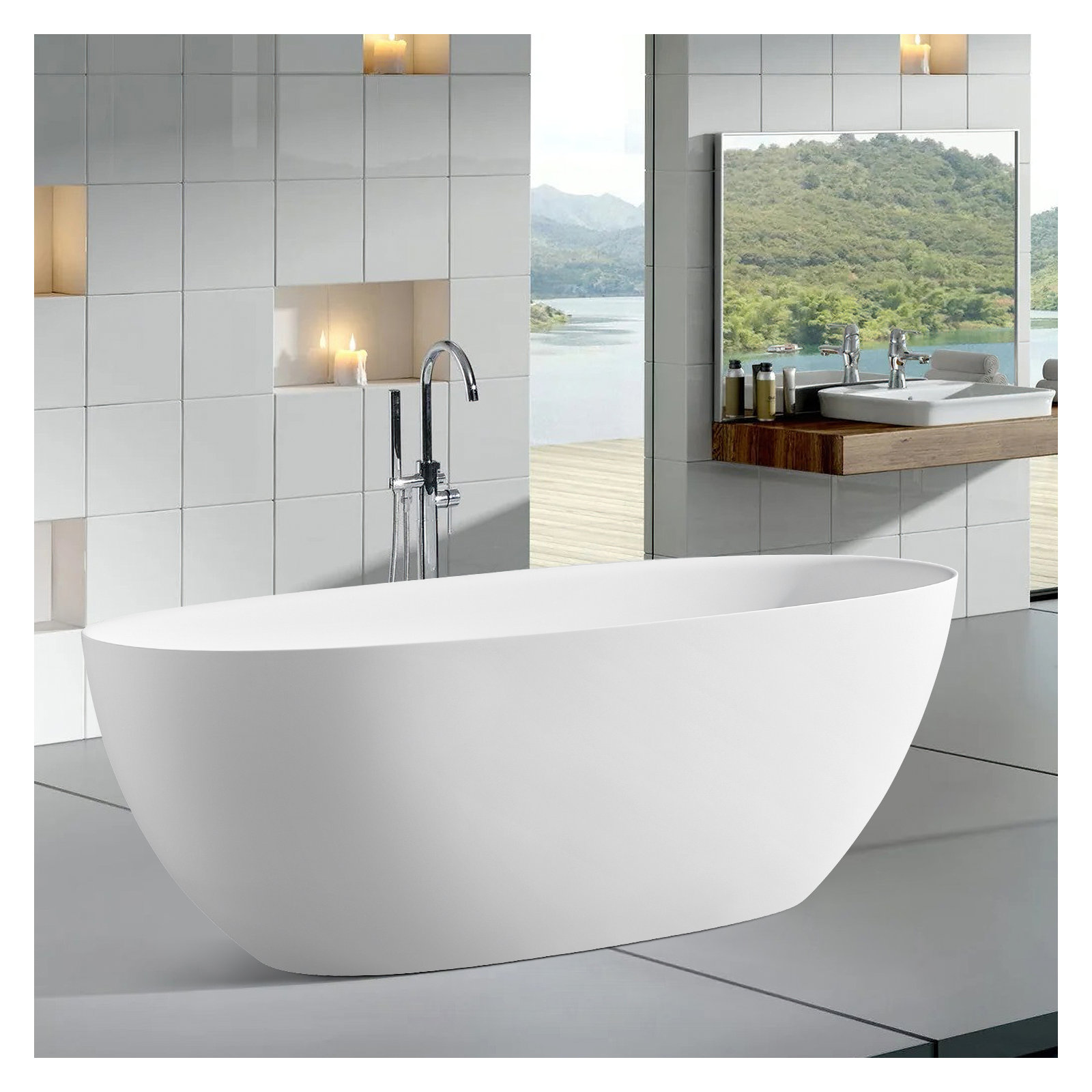 65'' Soaking Bathtub, White