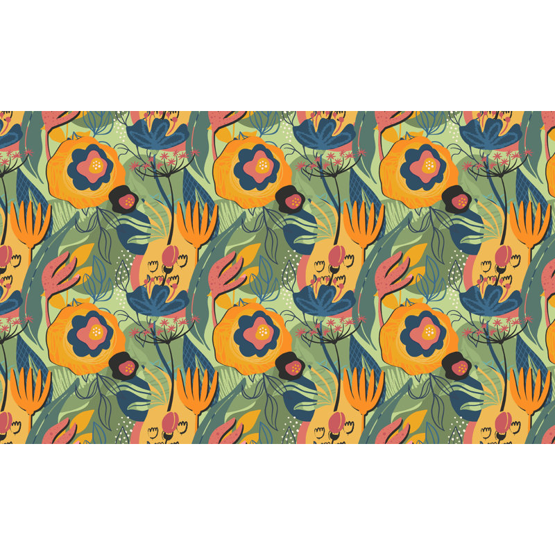 Murale abstraite Surat Peel & Stick - motif floral moderne, L 90 po x l 90 po