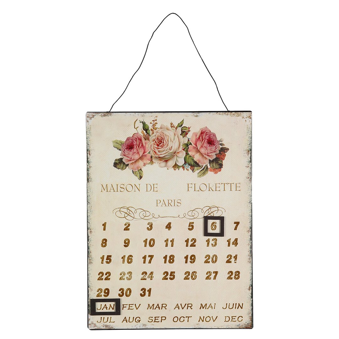 Metallbild Kalender Rosen