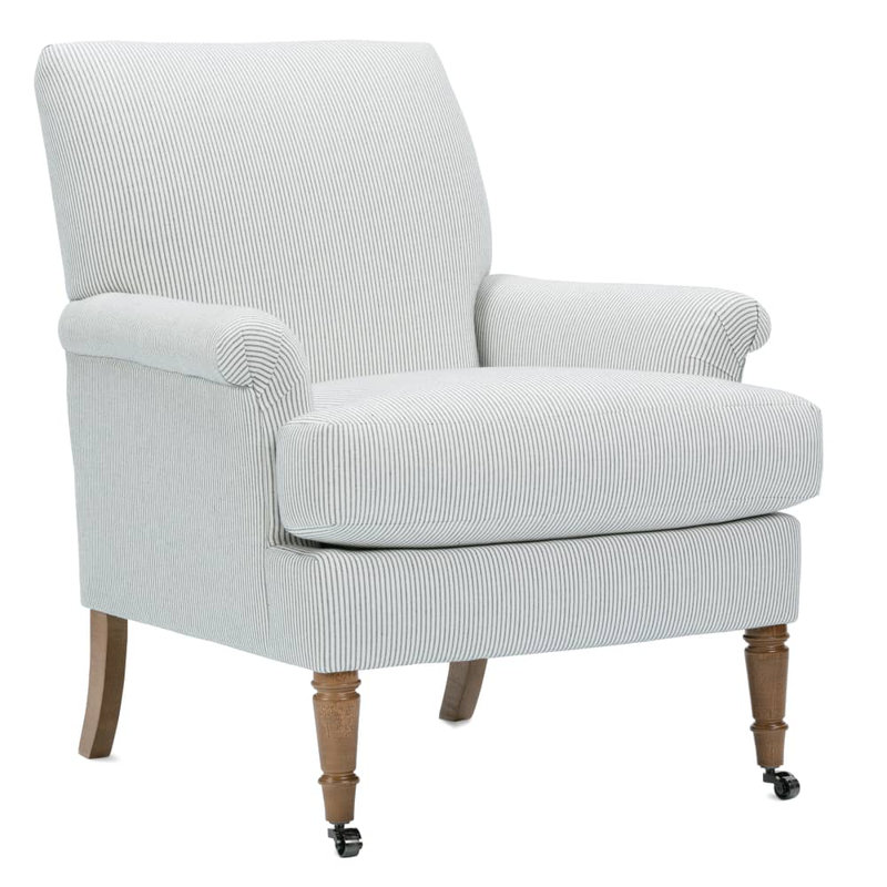 Hannah Arm Chair, Navy Stripe Twill (SA109-56), Latte