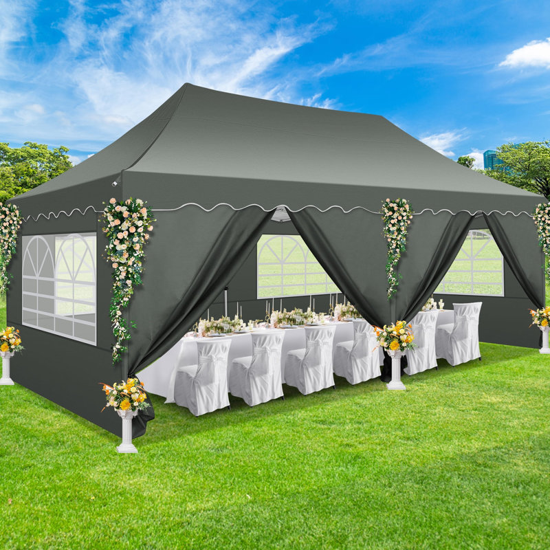Pavilion With Side Walls, Waterproof Marquee, 3 X 6 M, Metal Event Shelter For Outdoor Use With Roll-Up Bag And 4 Weight Pockets, Uv 50+, Portable Marquee With Side Walls For Garden, Party, Market Stall