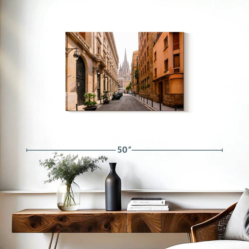 La cathédrale Ravi de Barcelone depuis la rue, H 20 po x l 30 po