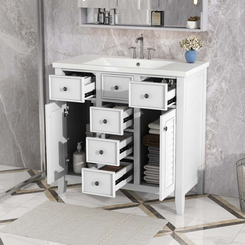 Ensemble de meuble-lavabo simple avec plateau 35,98 Giolou, Blanc