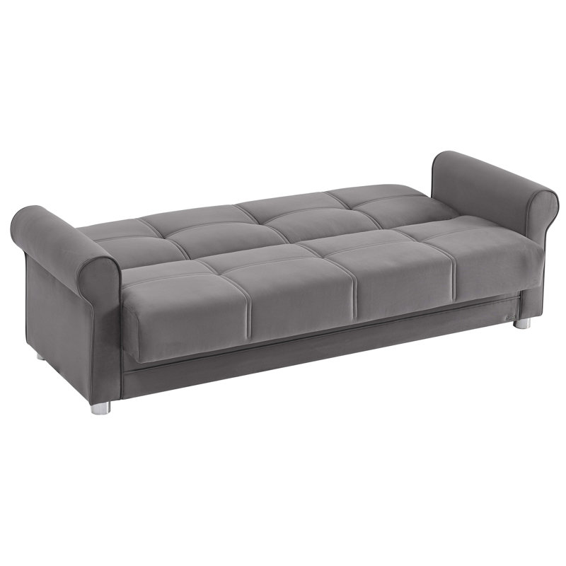 Canapé-lit rembourré convertible avec rangement, Gris