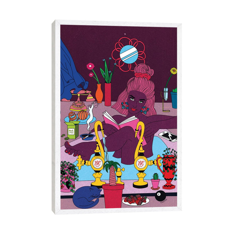 Bath by Cosmo - Print on Canvas, 101.6cm H x 20.32cm W x 3.81cm D, White Framed Canvas