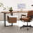 Nut-brown+Black+Clear Curved Solid Wood+Iron+Acrylic desks-107506939