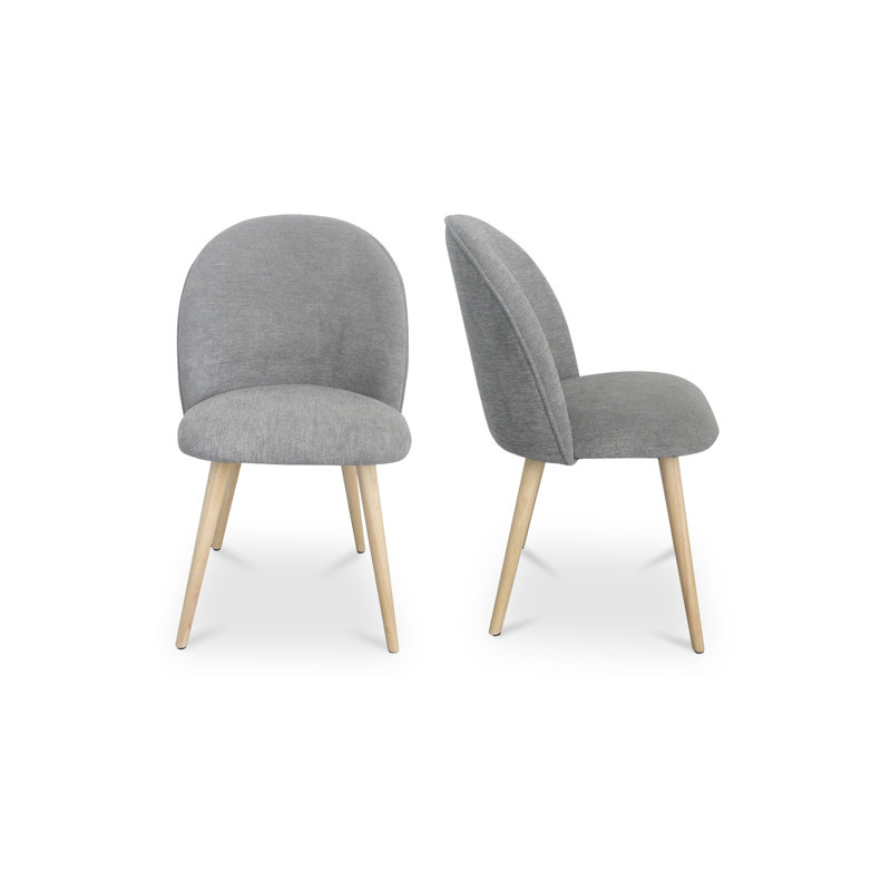 Chaise d'appoint rembourrée en bois massif Loeda, Gris, Bois naturel