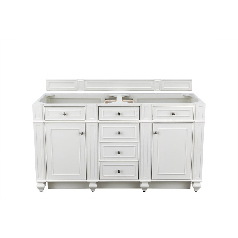 Bristol 60'' W Double Bathroom Vanity Base, Bright White