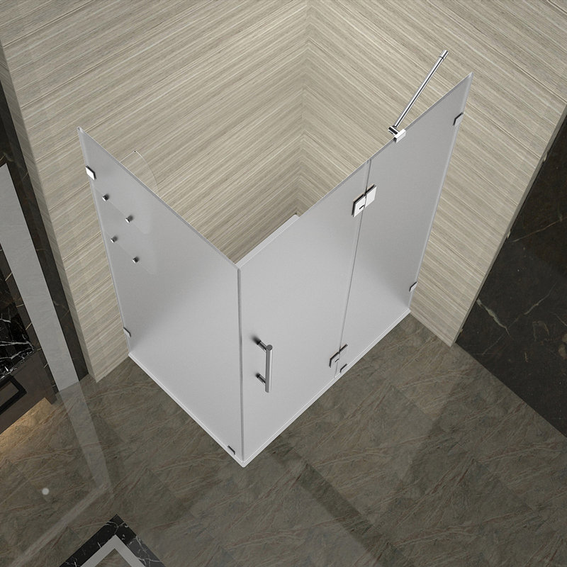Avalux GS 48" x 72" Rectangle Hinged Shower Enclosure, Chrome, Frosted