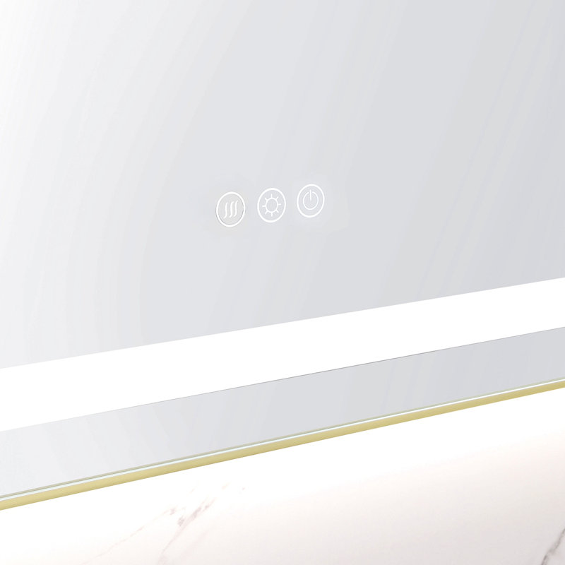 LED Bathroom Mirror with Front-lit, 3 Colors Temperature & Dimmable Light, Gold, 48" x 84"