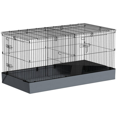 Guinea Pig Cage 2 in 1 Rabbit Cage Pet Playpen for Hedgehogs Black