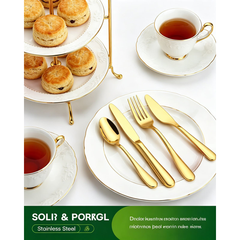 Ensemble de couverts 40 pièces, couverts en acier inoxydable pour 8 personnes, ensemble d'ustensiles de qualité alimentaire avec cuillère à fourchette, poli miroir, va au lave-vaisselle