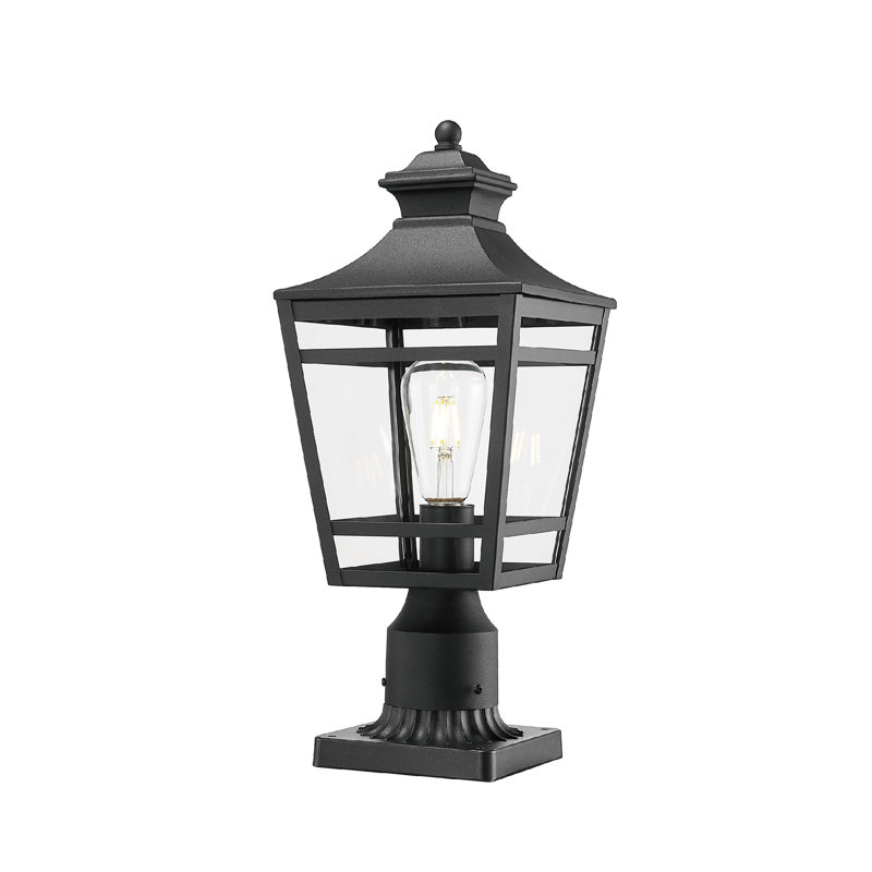 Grand lampadaire d'extérieur, lampadaire en aluminium imperméable 18,1 pouces avec verre transparent, éclairage de terrasse pour poteau de clôture pour jardin, patio, sentier (paquet de 2)