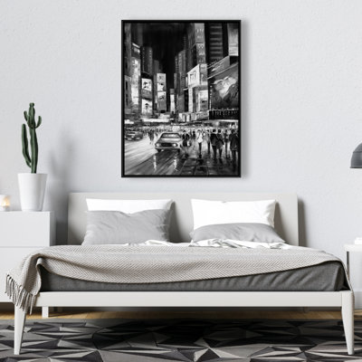 Times Square Monochrome Print On Canvas