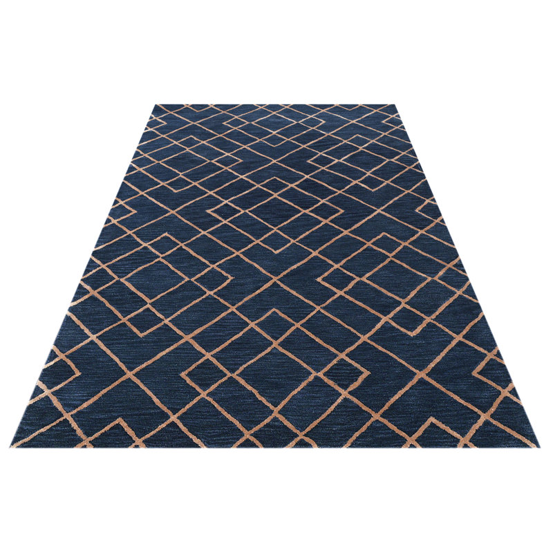 Geometric Wool Hand Woven Area Rug, Rectangle 122 x 183cm