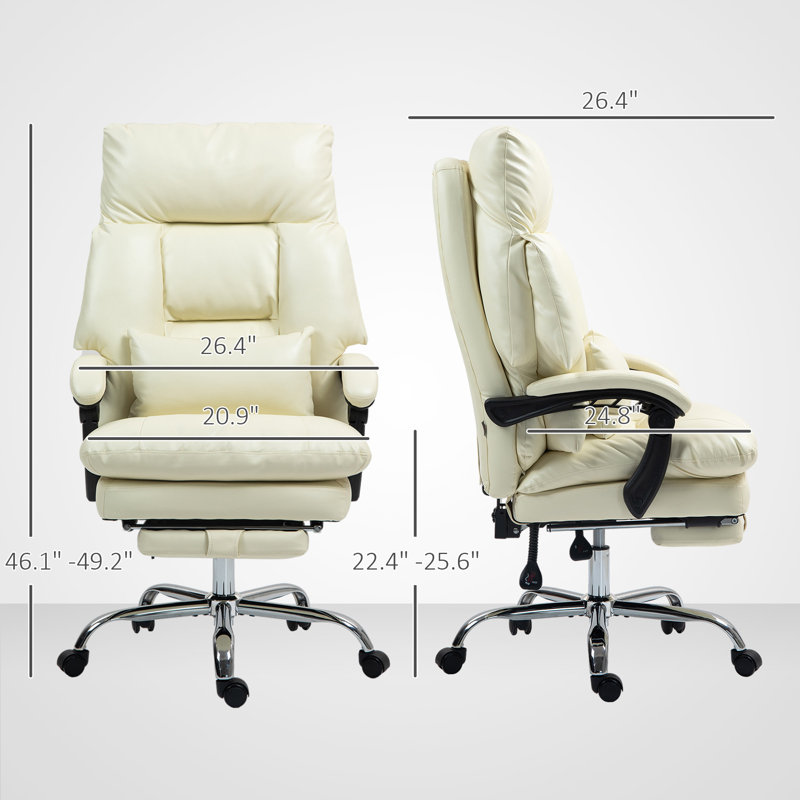 Chaise de bureau rembourrée, Blanc, crème