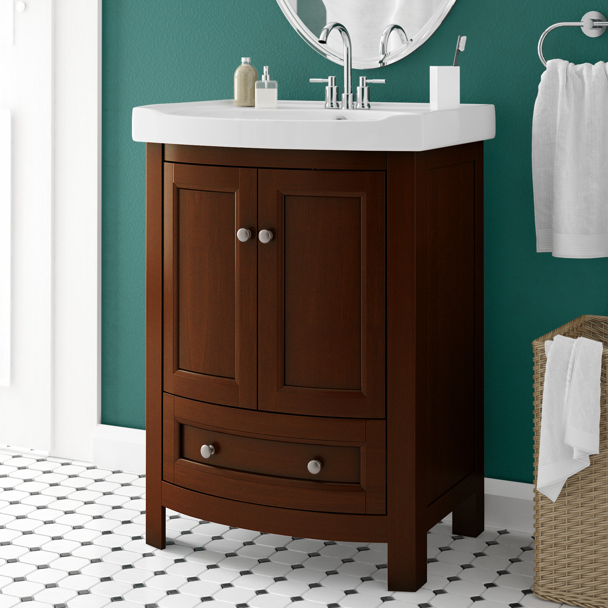Charlton Home® Thibeault 24'' Single Bathroom Vanity with Ceramic Top