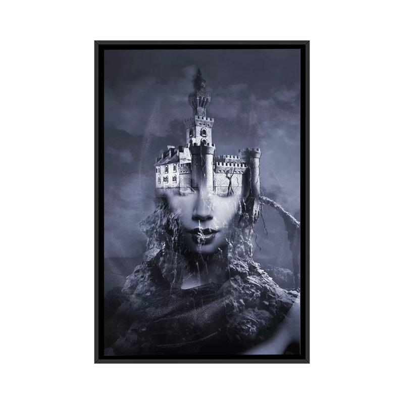 « obscurité », impression sur toile, H 26 po x l 18 po x P 1,5 po, Pas de tapis, Toile avec cadre noir
