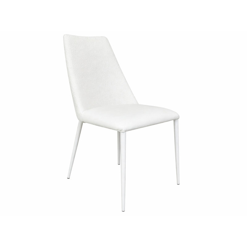 Chaise Clavene en cuir et coton., Blanc, Blanc
