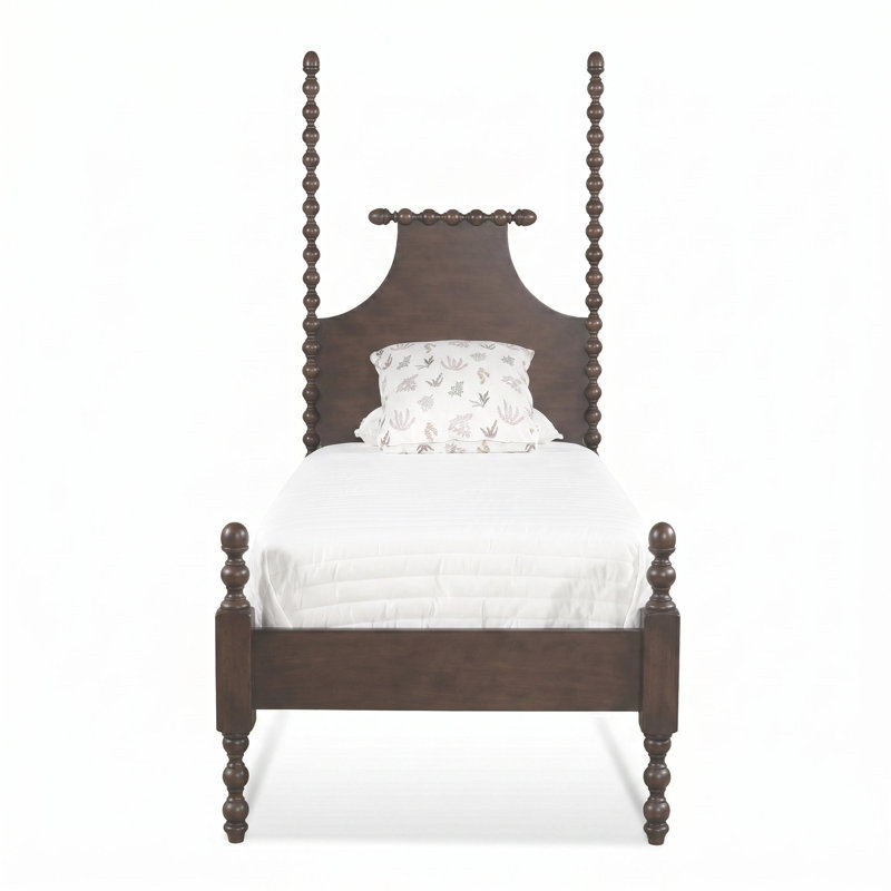 Mary Spindle Four Post Bed, Twin, Truffle