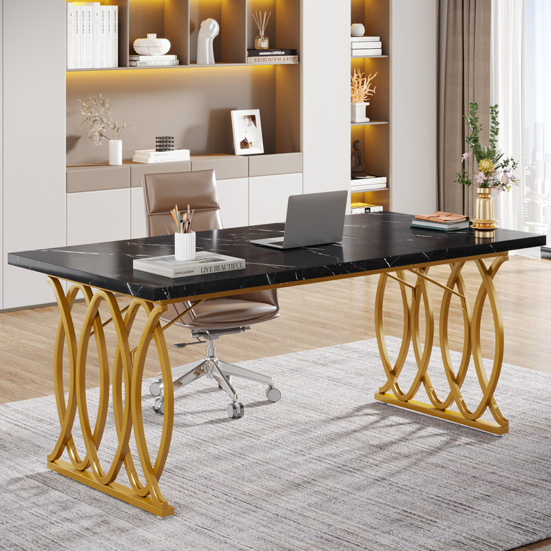 Bureau de direction l 62,99 po, Black Marble, Or