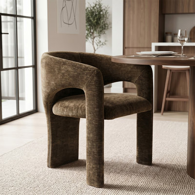 7-Piece Oval Dining Table Set For 6 With Chenille Upholstered Arm Chairs