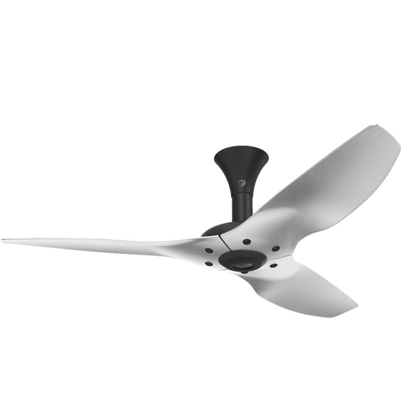 Haiku Smart Downrod Ceiling Fan, Black with Brushed Aluminum Blades, 52 inches