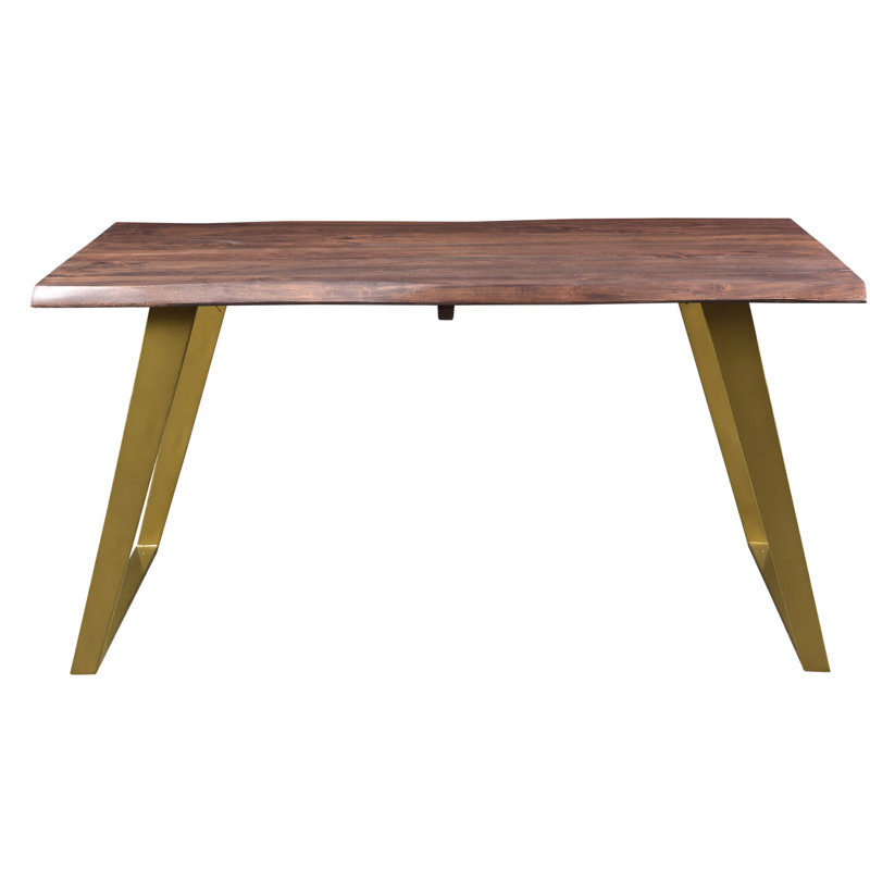Table de salle à manger Brooklawn Sheesham, H 30 po x L 60 po x l 36 po, Or, Brun