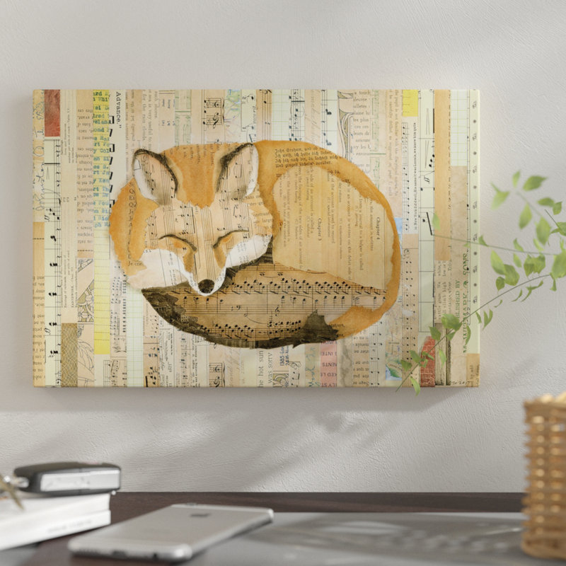 « fox collage iii », impression sur toile tendue, H 40 po x l 60 po x P 1,5 po, Toile tendue, Pas de tapis