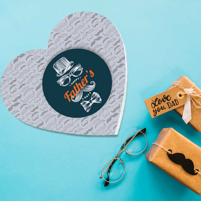 Boîte-cadeau en forme de cœur avec couvercle, forme de moustache, boîte de cœur réutilisable Happy