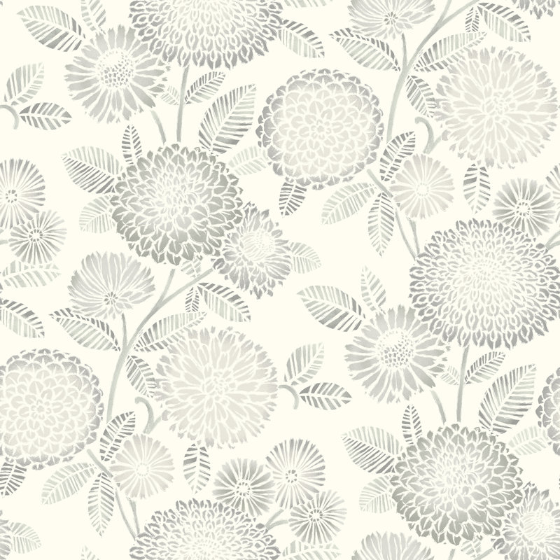 Devell Prepasted Floral Double Roll, Gray