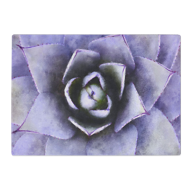 Tempered Glass Lilac Succulent Plant Chopping Board, 28.5 cm x 39 cm