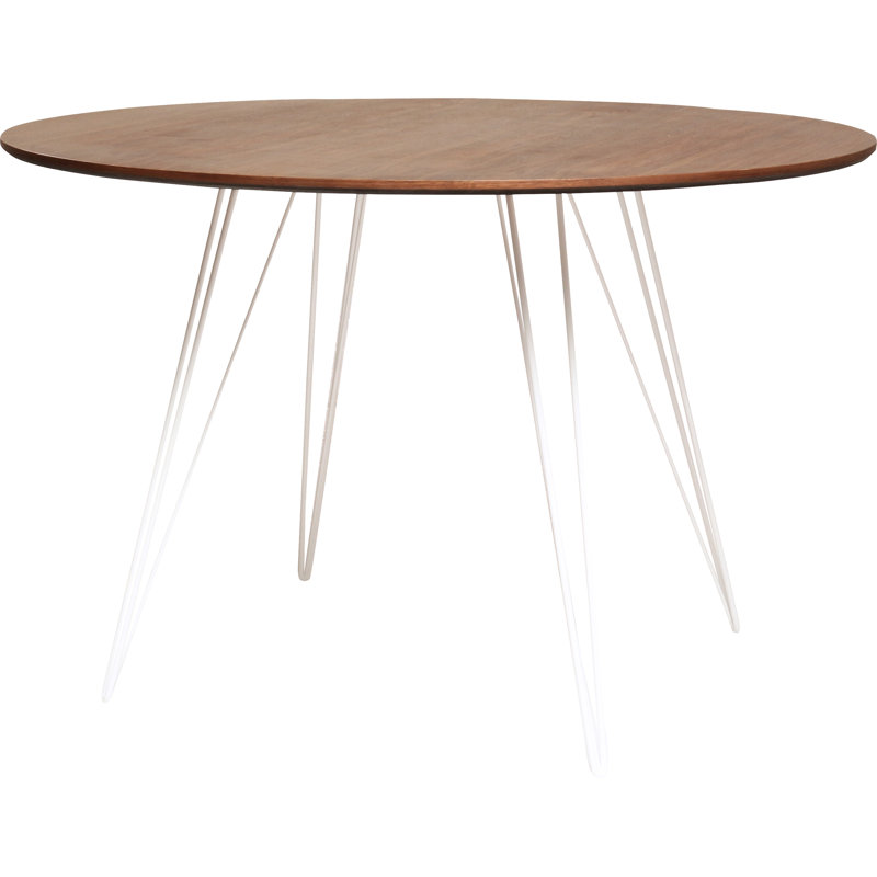 Williams Oval Metal Base Dining Table, White, 30" H x 46" L x 40" W, Walnut