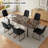 7 Piece Mdf Dining Table Set, Extendable Rectangular Table , Modern Kitchen Dining Table Set, Dining Table With 6 Dining Chairs-309638749-309638750