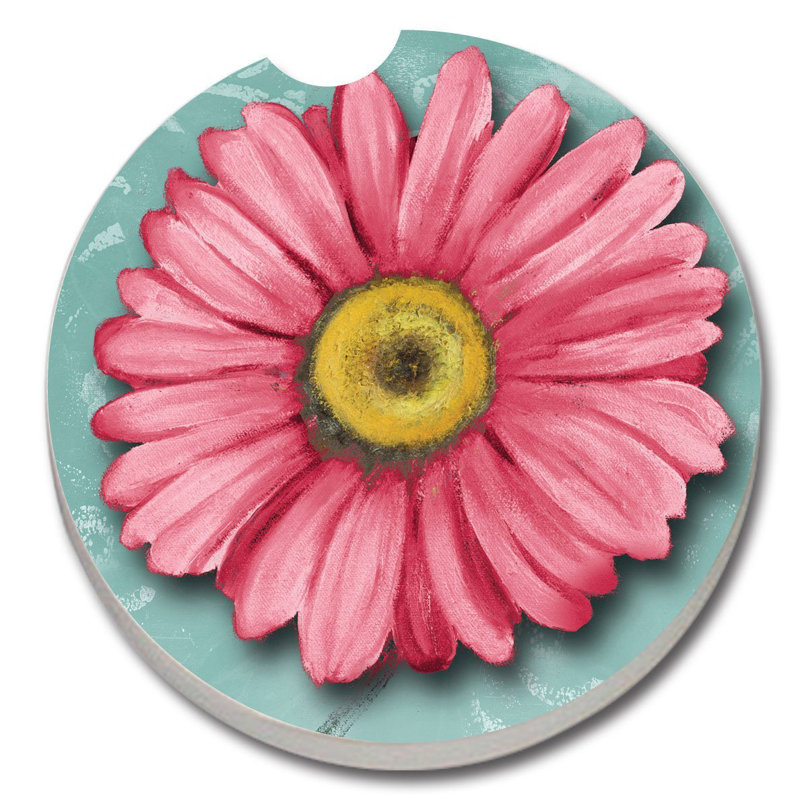 Stoneware Round 2 Piece Car Coaster Set