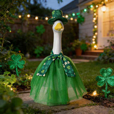 Fête de la Saint-Patrick, trèfle à 4 feuilles, écharpe de tutus et jupe pour les oies de patio