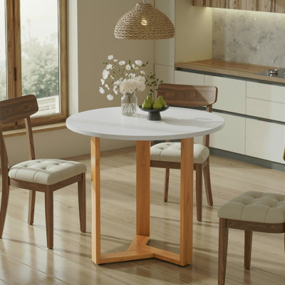 Jinay Round Solid Wood Base Dining Table