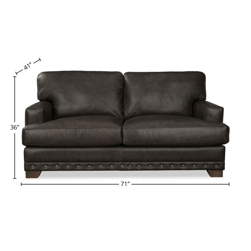 Nixson Upholstered 71'' Sofa, Nixson Gray Genuine Leather