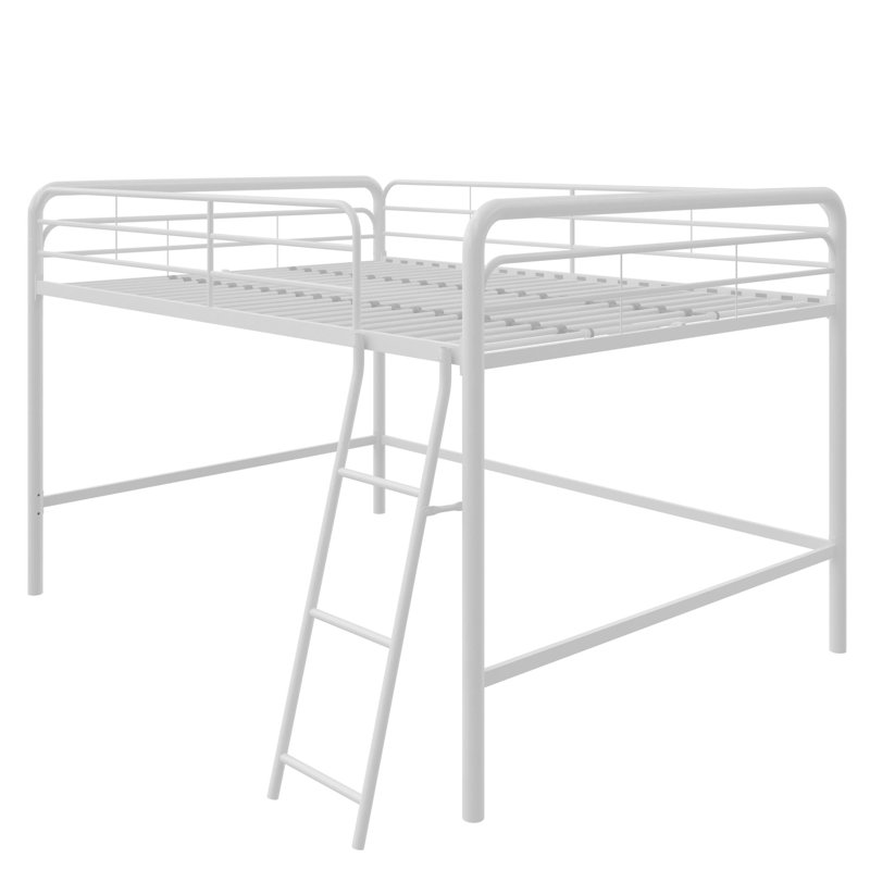 Lit mezzanine en métal Daury Junior, Blanc, Lit double