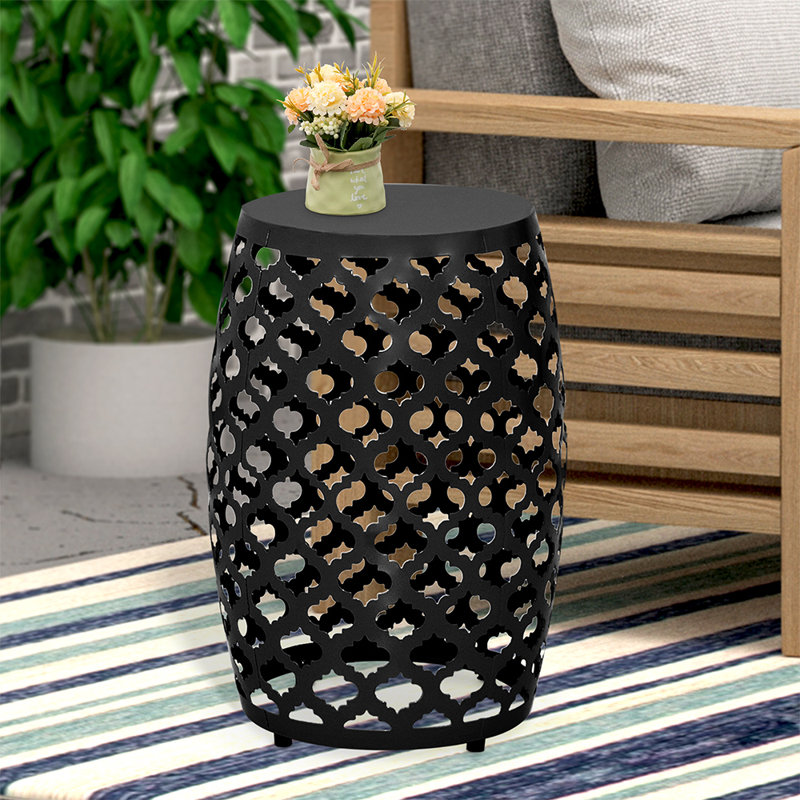 Iron Top End Table, Black