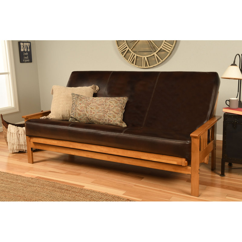 Structure de futon double 79 po et matelas Stratford, Barbade, Similicuir Java piste de l’Oregon