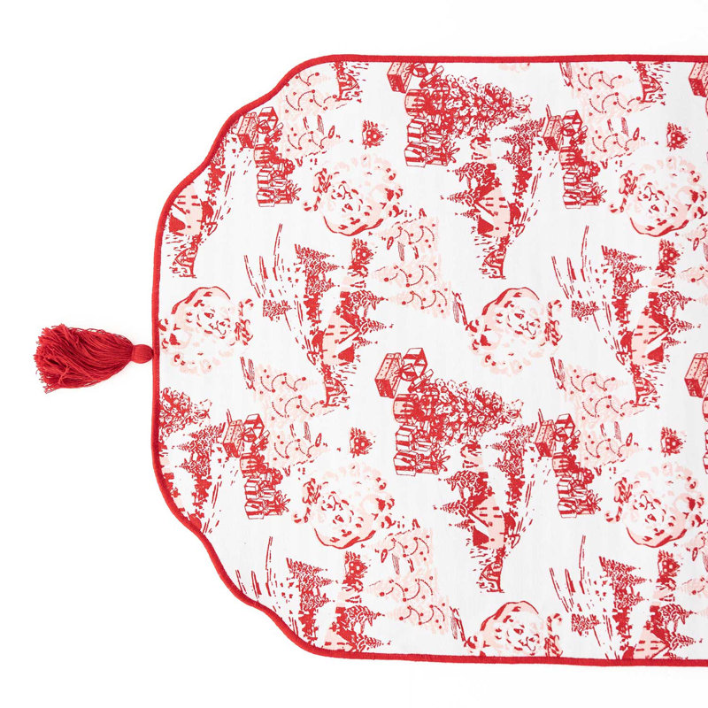Santa Toile Tassel Table Runner