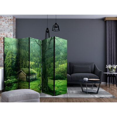 Cardenas 225 cm W x 172 cm H 5 - Panel Solid Wood Folding Room Divider