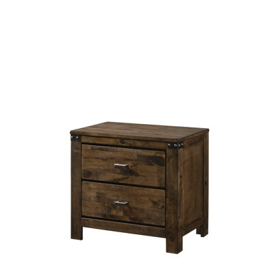 Table de bout de chambre à coucher de style rustique - bois massif avec 2 tiroirs et menuiserie pour tiroirs de nuit