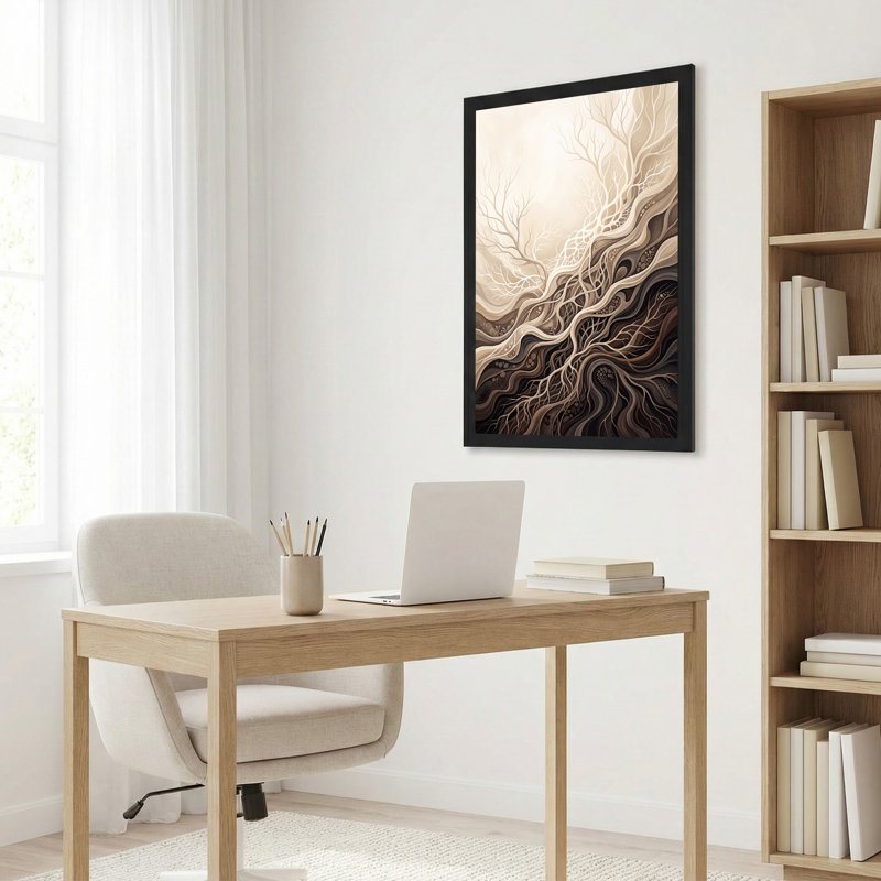 «Swirling Brown and Beige Tree Roots and Branches», art mural sur toile, 24"H x 16"W