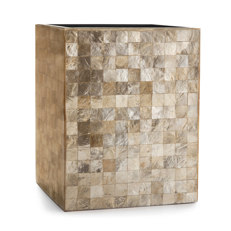 Capiz 3 Gallons Waste Bin, Champagne