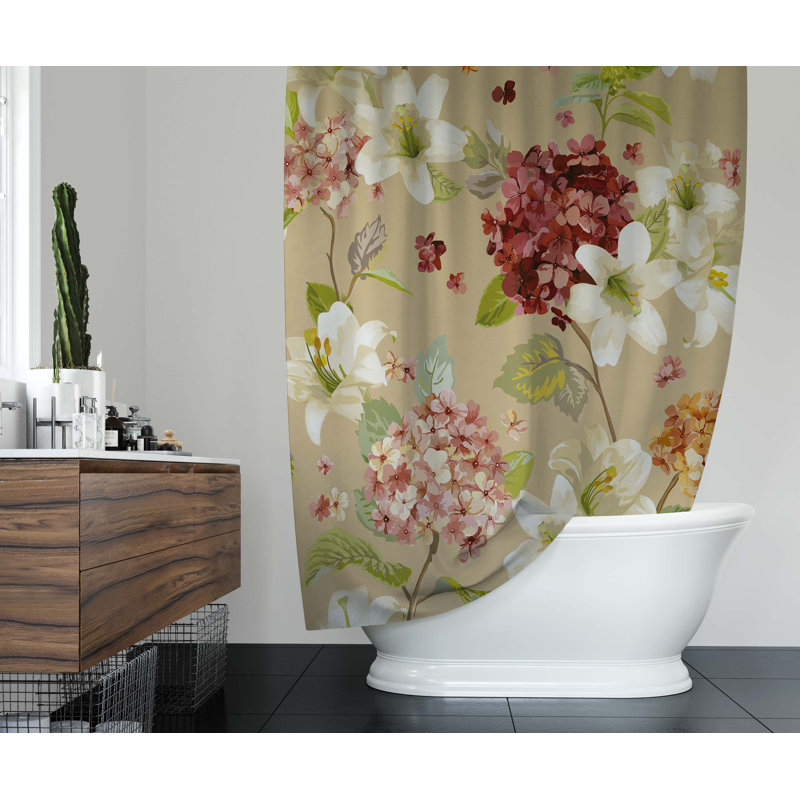 Rideau de douche simple à motif floral Betsy-Mae, H 90 po x l 70 po