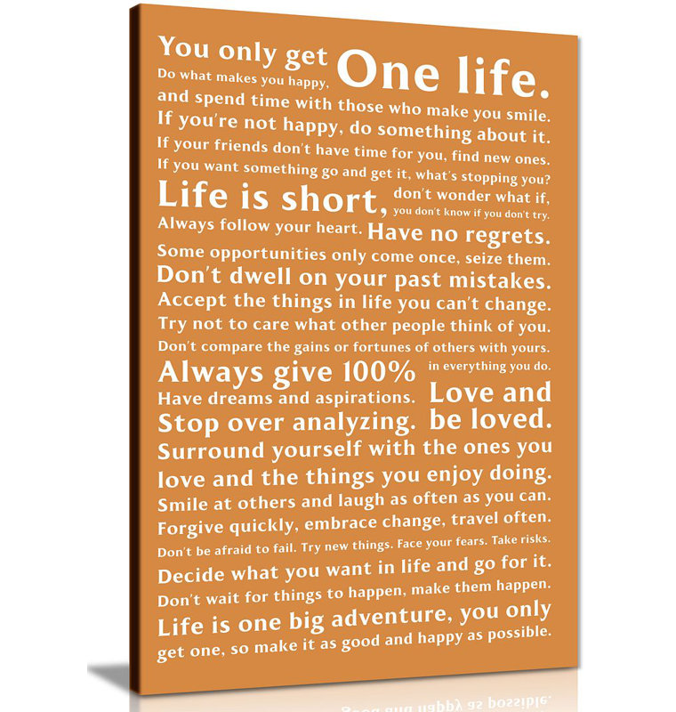 Life Manifesto Quote - Wrapped Canvas Print, 46cm H x 31cm W