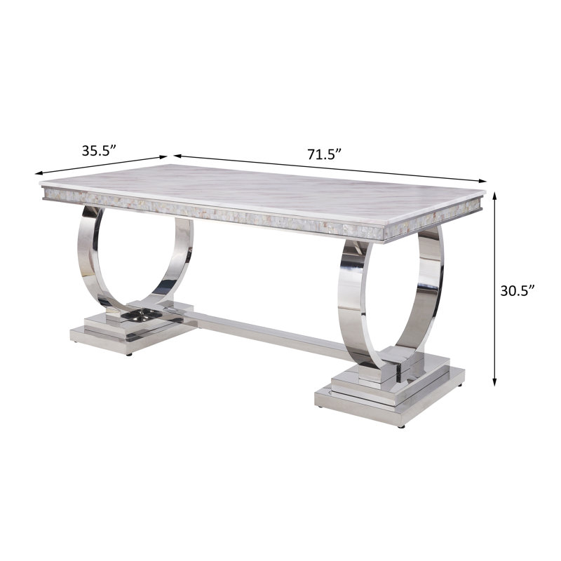Jessamine White Rectangular Metal Base Dining Table