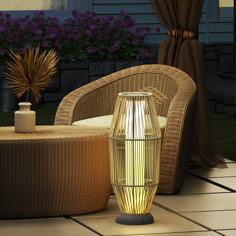 Solar Powered Integrated LED Metal Rattan Lamp